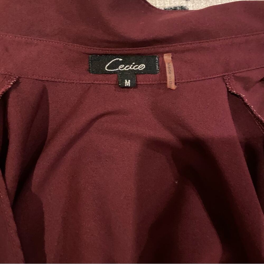 Cecico Button Up Open Back Top Maroon Medium - image 4